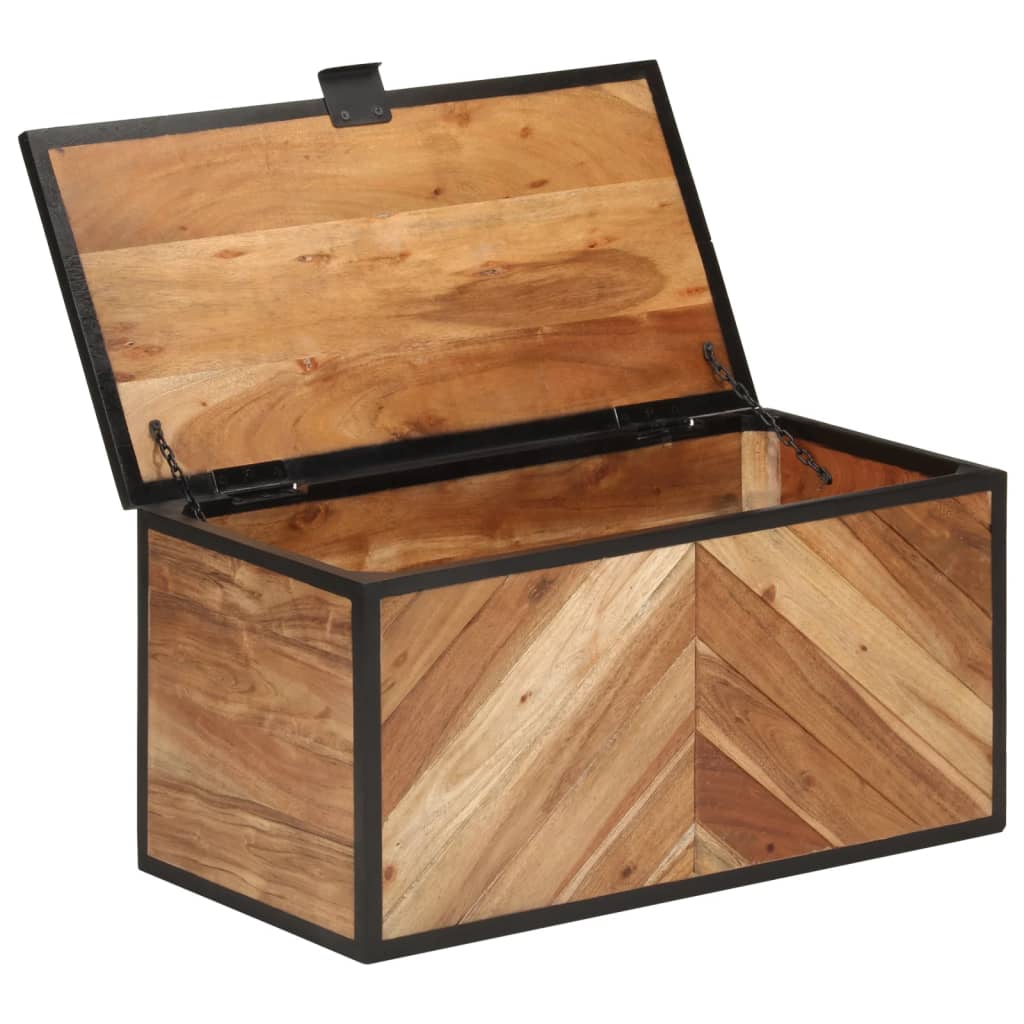 Vidaxl opbergbox 60x30x30 cm massief acaciahout en ijzer