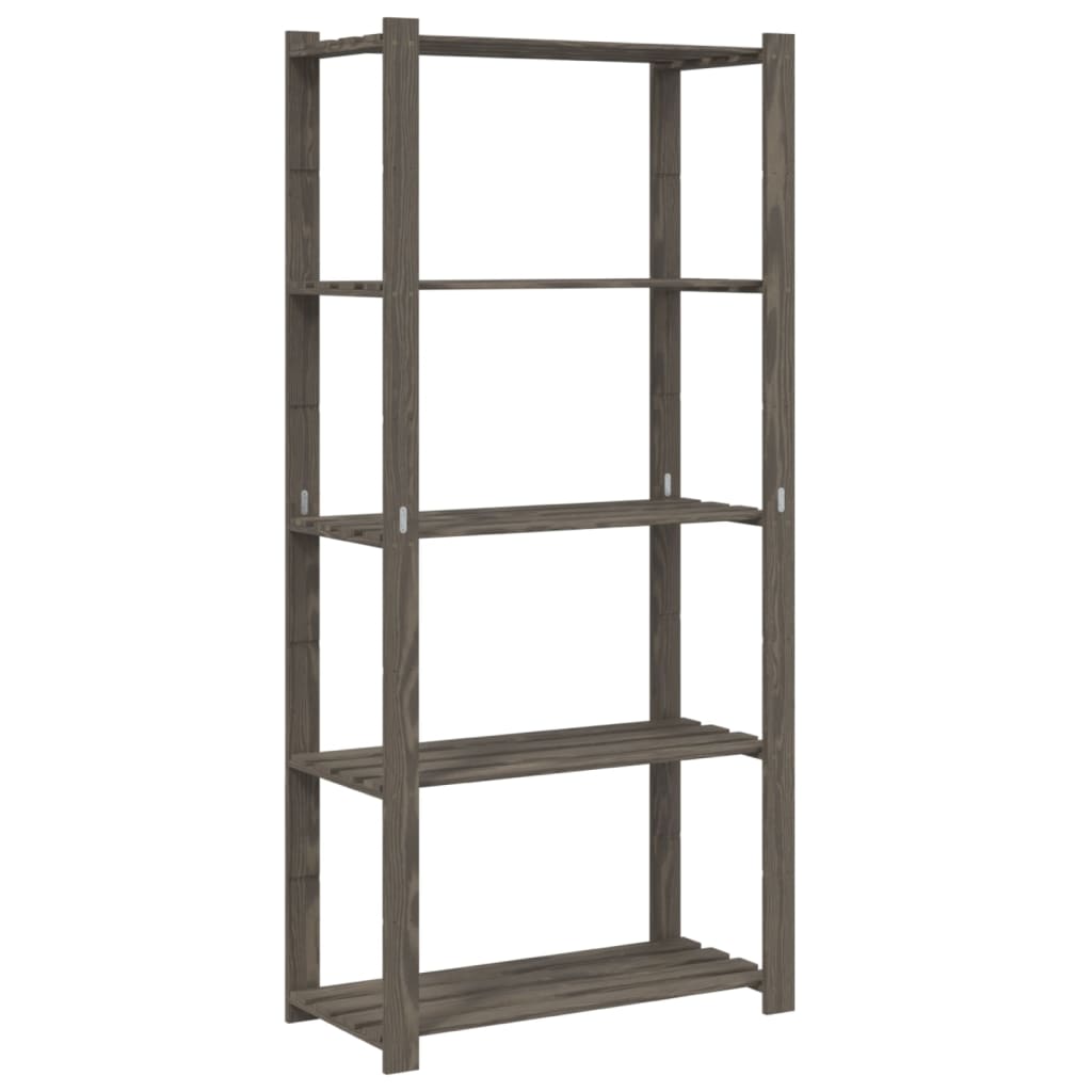 Vidaxl opbergrek 5-laags 80x38x170 cm massief groenenhout grijs