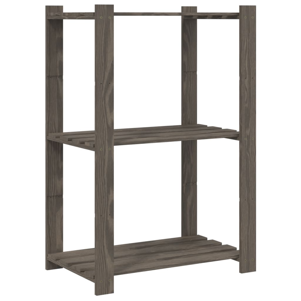 Vidaxl opbergrek 3-laags 60x38x90 cm massief groenenhout grijs