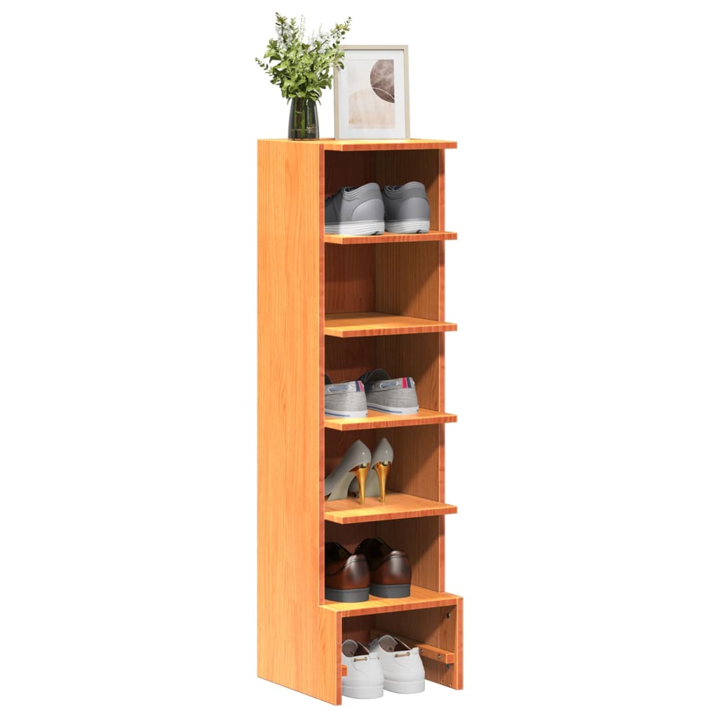 VidaXL Schoenenkast 28x30x104 cm massief groenenhout wasbruin