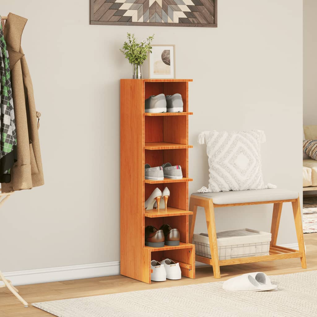VidaXL Schoenenkast 28x30x104 cm massief groenenhout wasbruin