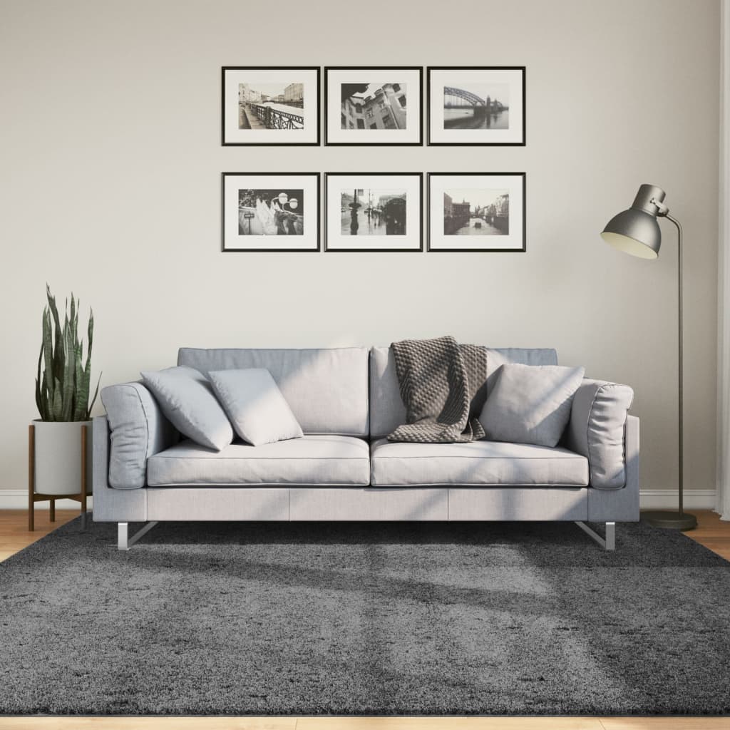 Vidaxl vloerkleed oviedo laagpolig 200x200 cm antracietkleurig