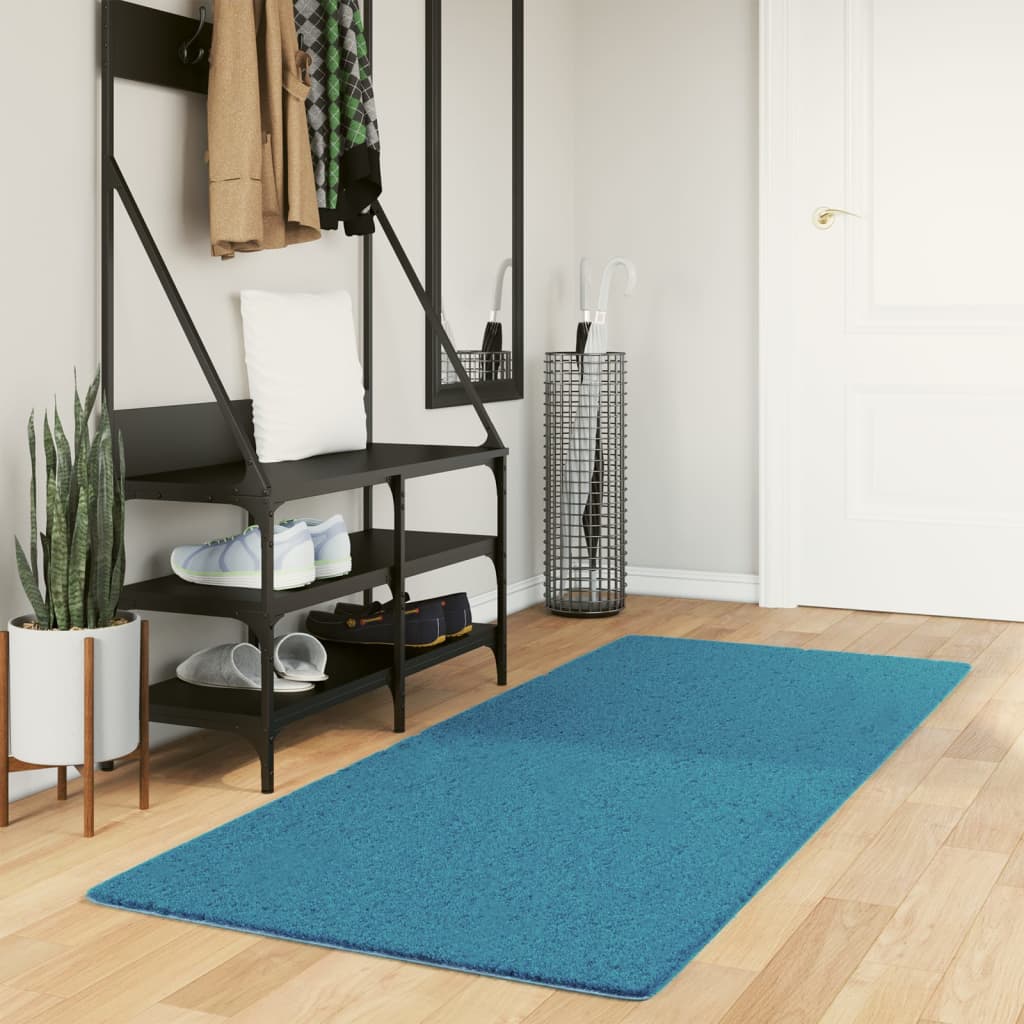 VidaXL Vloerkleed OVIEDO laagpolig 80x200 cm turkoois