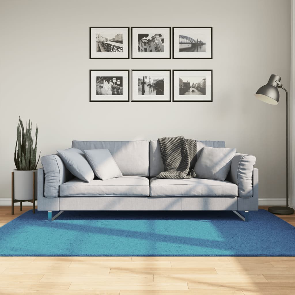VidaXL Vloerkleed OVIEDO laagpolig 140x200 cm turkoois