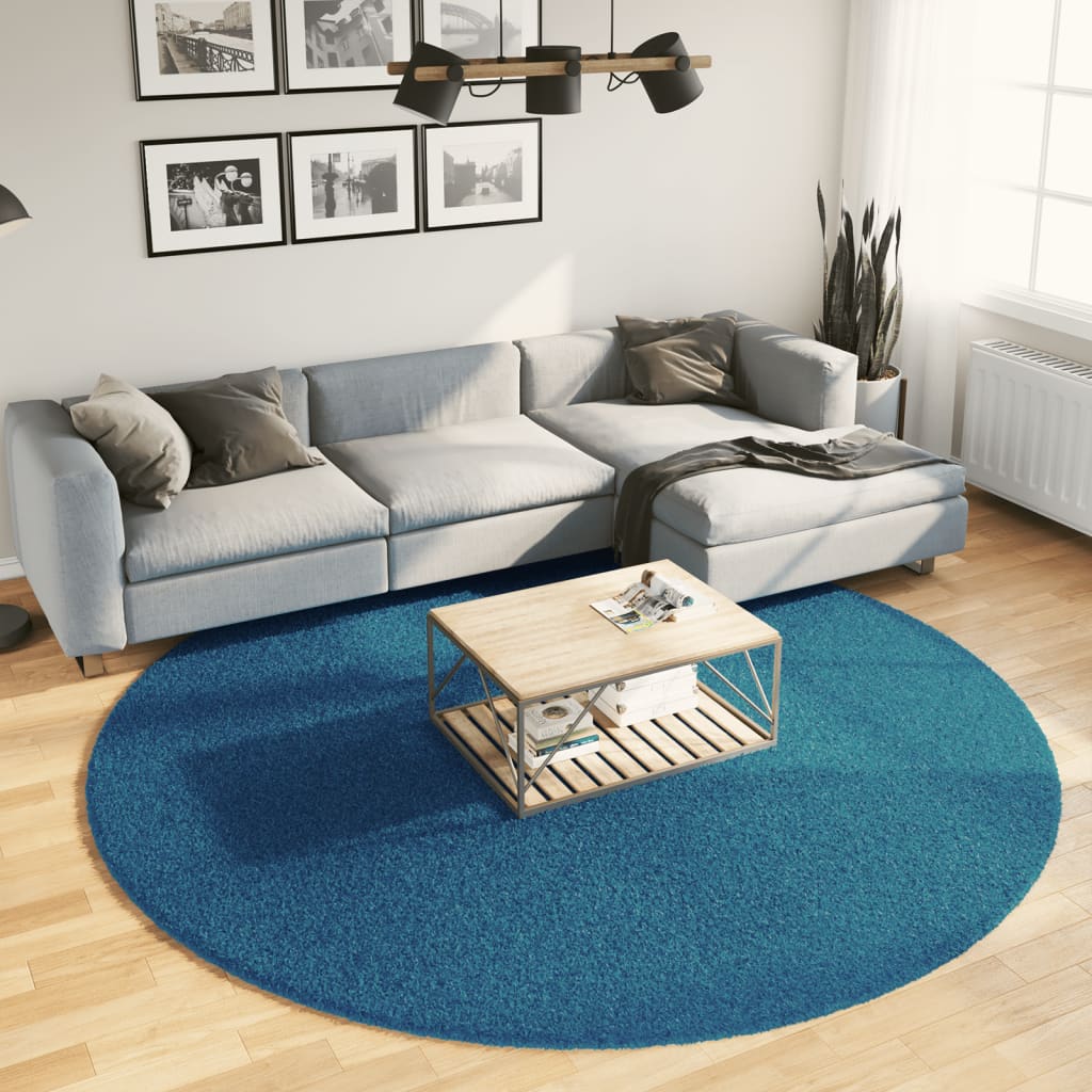 VidaXL Vloerkleed OVIEDO laagpolig Ø 240 cm turkoois