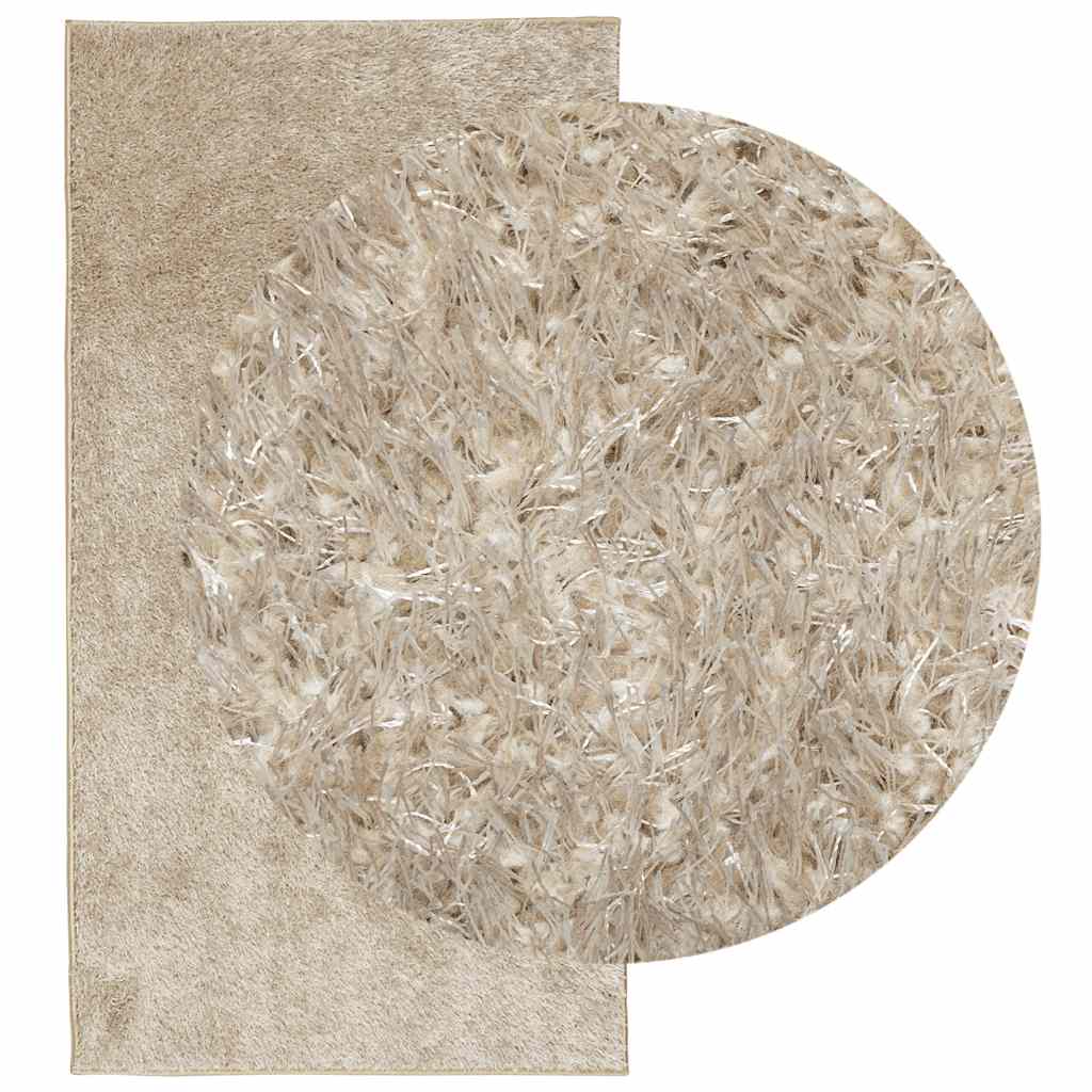 Vidaxl vloerkleed istan hoogpolig glanzend 80x150 cm beige