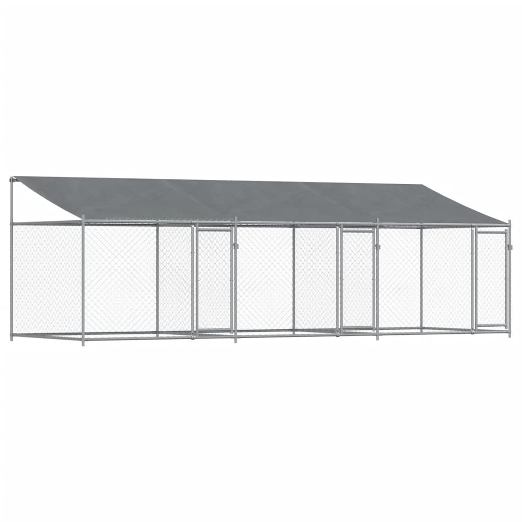 VidaXL Hondenhok met dak en deuren 6x2x2m gegalvaniseerd staal grijs