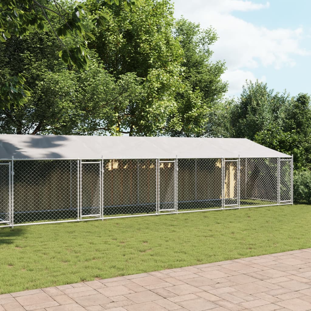 VidaXL Hondenhok met dak en deuren 10x2x2m gegalvaniseerd staal grijs