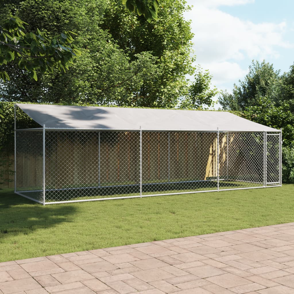 VidaXL Hondenhok met dak en deur 6x2x2m gegalvaniseerd staal grijs