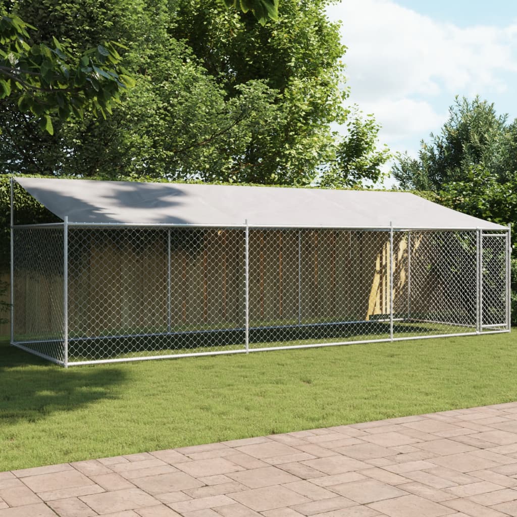 VidaXL Hondenhok met dak en deur 6x2x2m gegalvaniseerd staal grijs
