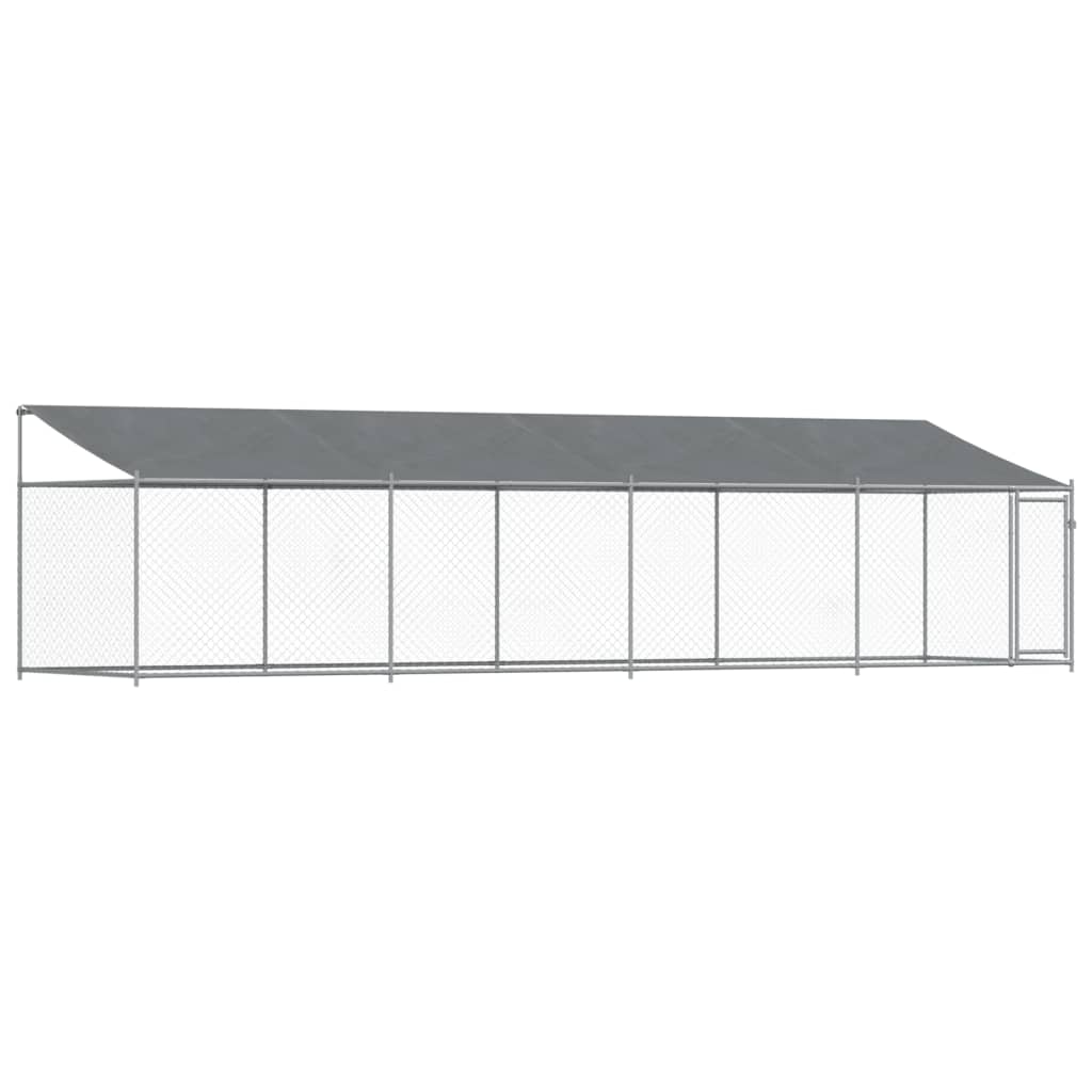 VidaXL Hondenhok met dak en deur 8x2x2m gegalvaniseerd staal grijs