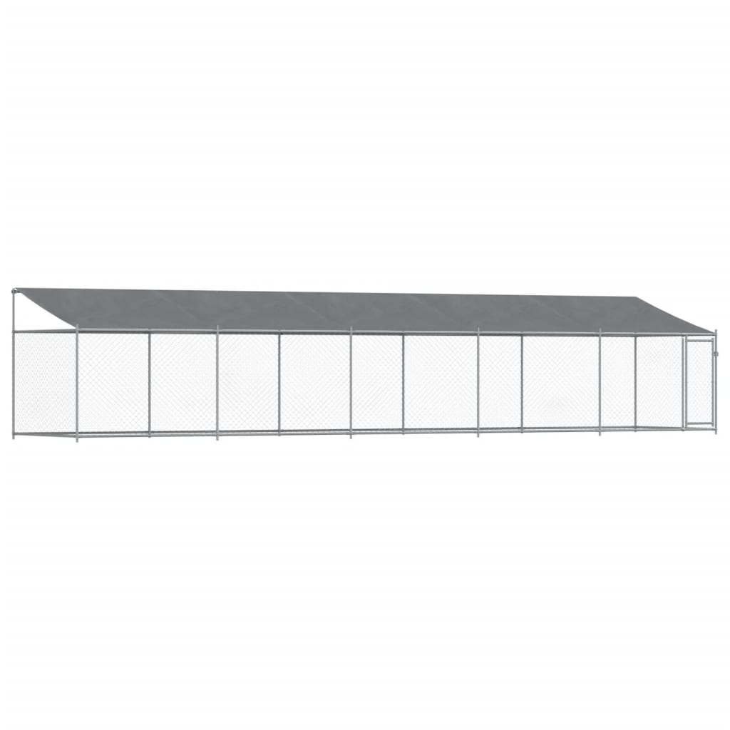 VidaXL Hondenhok met dak en deur 10x2x2m gegalvaniseerd staal grijs