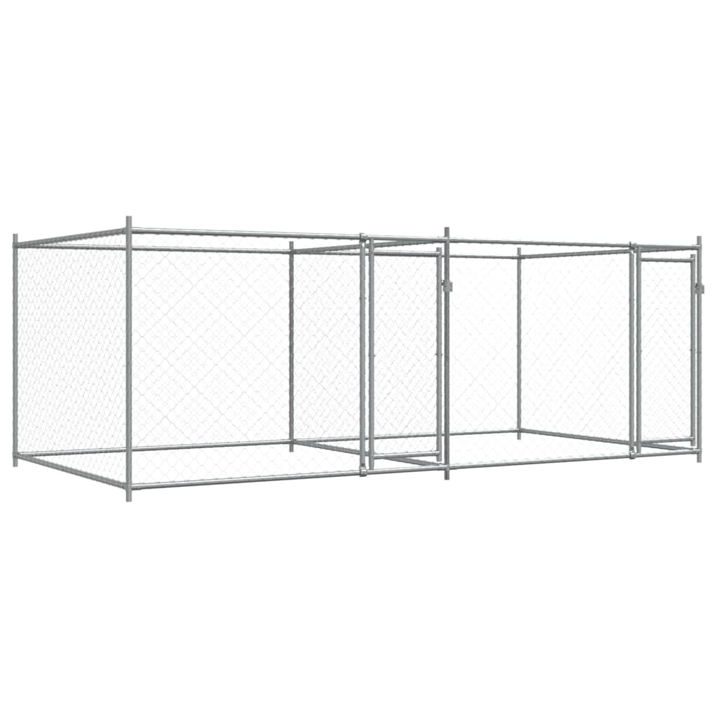 VidaXL Hondenhok met deuren 4x2x1,5m gegalvaniseerd staal grijs