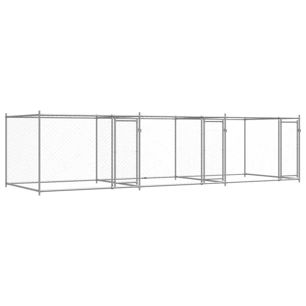 VidaXL Hondenhok met deuren 6x2x1,5m gegalvaniseerd staal grijs