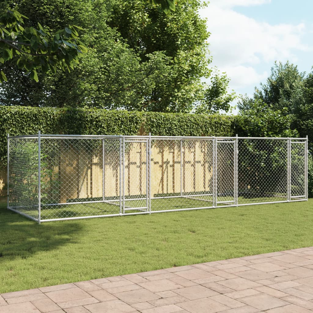 VidaXL Hondenhok met deuren 6x2x1,5m gegalvaniseerd staal grijs