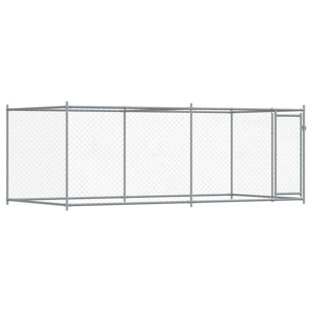 VidaXL Hondenhok met deur 4x2x1,5m gegalvaniseerd staal grijs