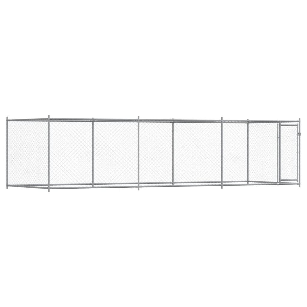 VidaXL Hondenhok met deur 6x2x1,5m gegalvaniseerd staal grijs