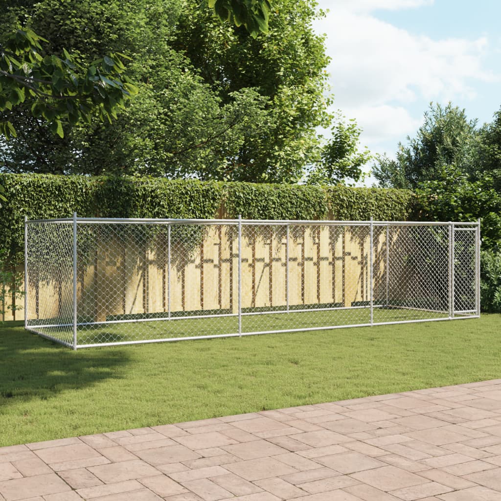 VidaXL Hondenhok met deur 6x2x1,5m gegalvaniseerd staal grijs