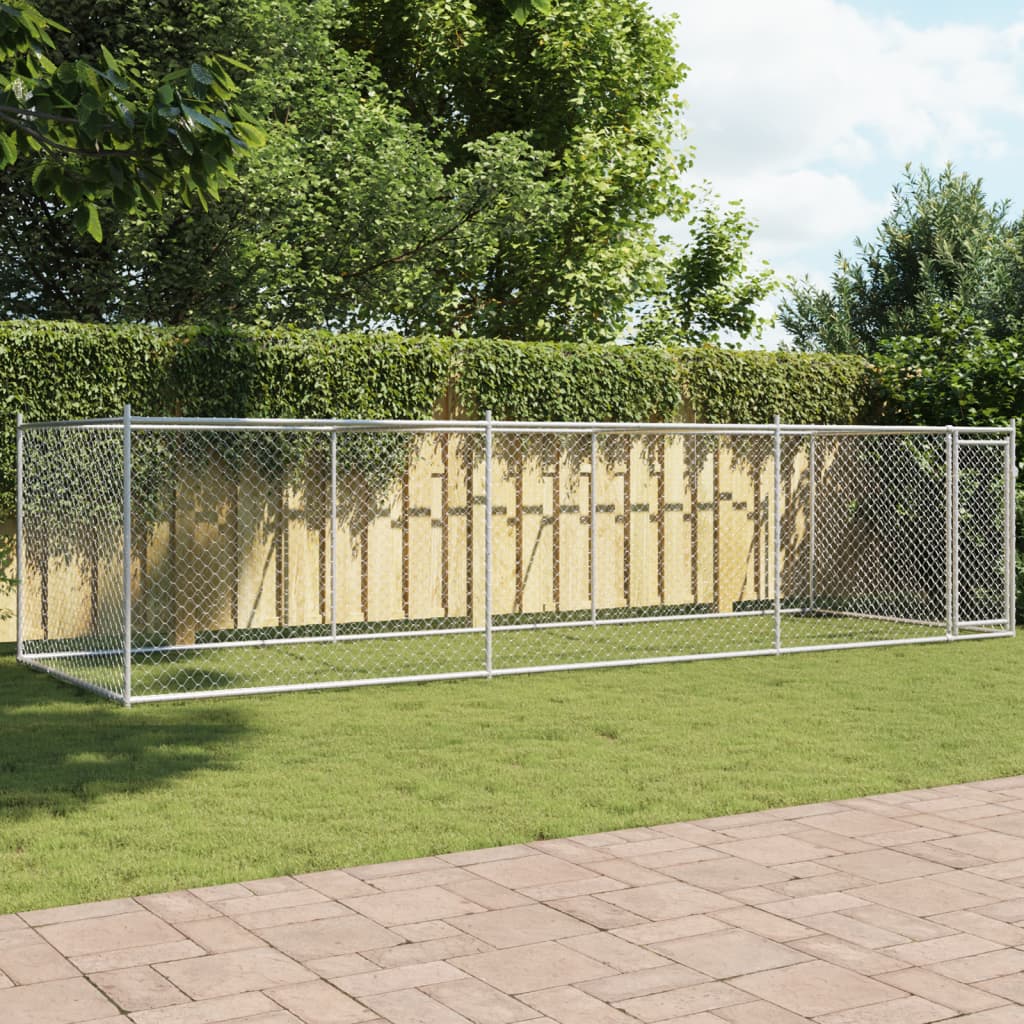 VidaXL Hondenhok met deur 6x2x1,5m gegalvaniseerd staal grijs