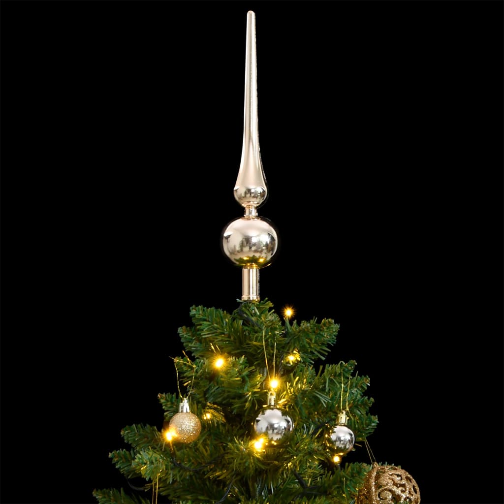 Vidaxl kunstkerstboom met scharnieren 150 led en kerstballen 120 cm