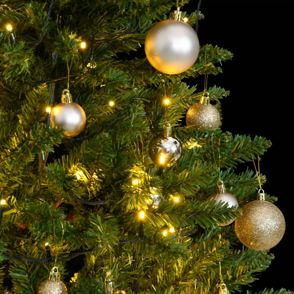 Vidaxl kunstkerstboom met scharnieren 150 led en kerstballen 120 cm