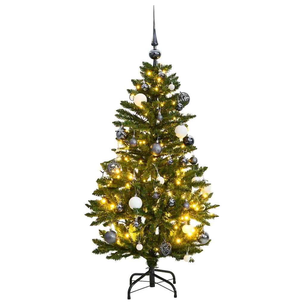 Vidaxl kunstkerstboom met scharnieren 150 led en kerstballen 120 cm