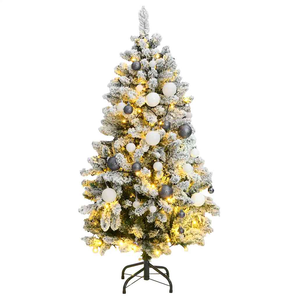 Vidaxl kunstkerstboom met scharnieren 150 led en kerstballen 120 cm