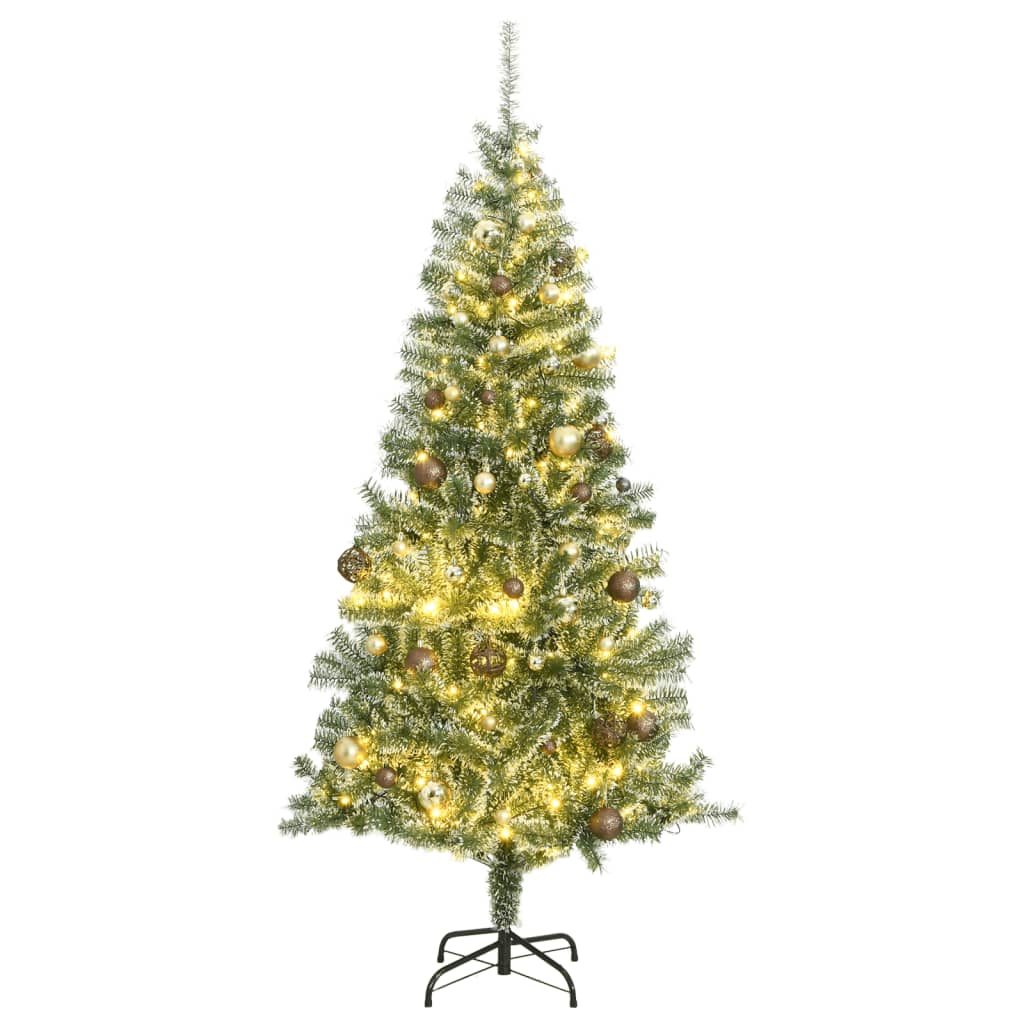 Vidaxl kunstkerstboom met 300 led's kerstballen en sneeuw 210 cm