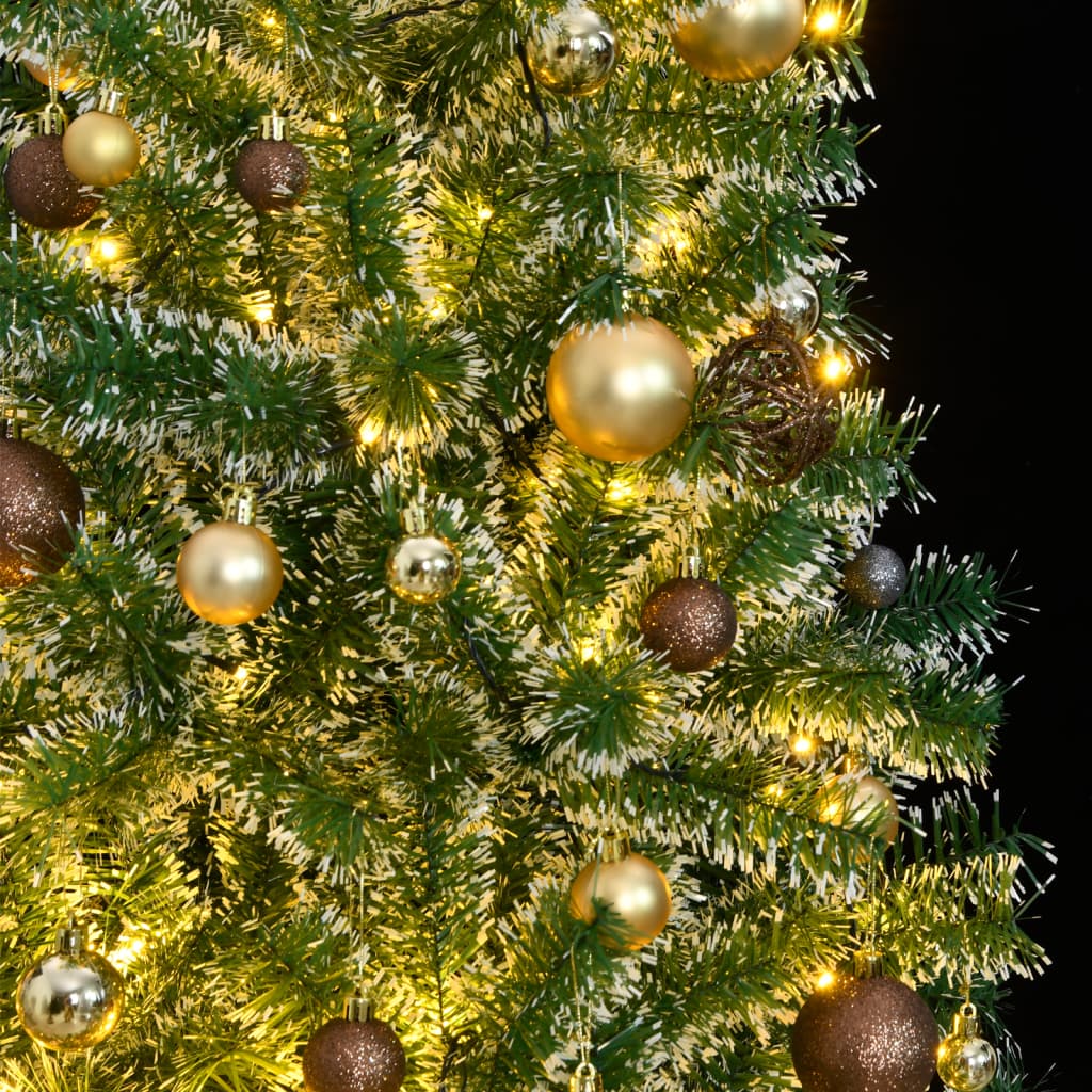 Vidaxl kunstkerstboom met 300 led's kerstballen en sneeuw 210 cm