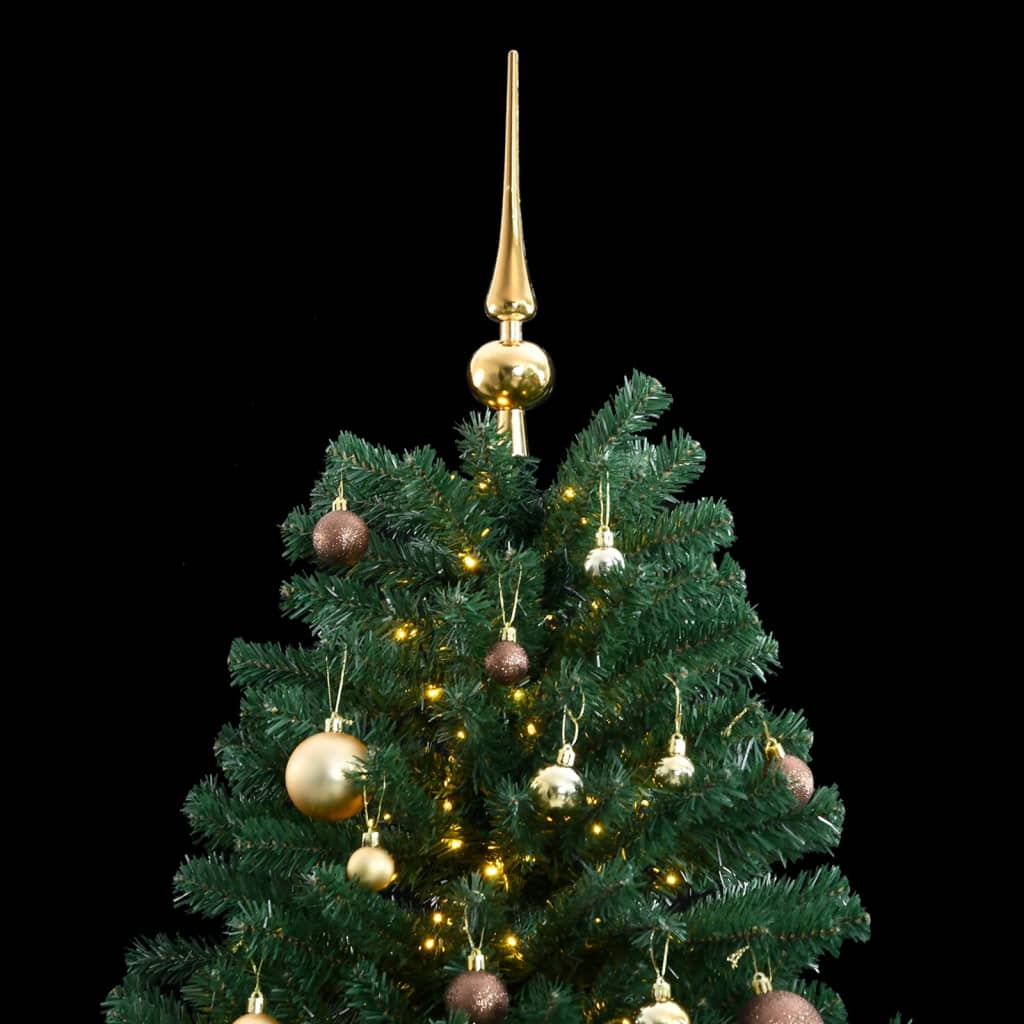 Vidaxl kunstkerstboom met scharnieren 300 led's en kerstballen 210 cm