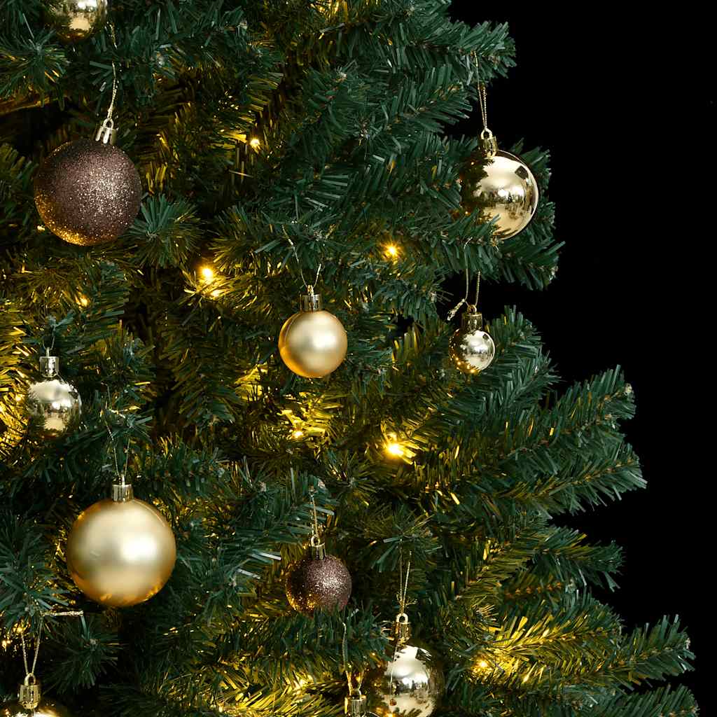 Vidaxl kunstkerstboom met scharnieren 300 led's en kerstballen 210 cm