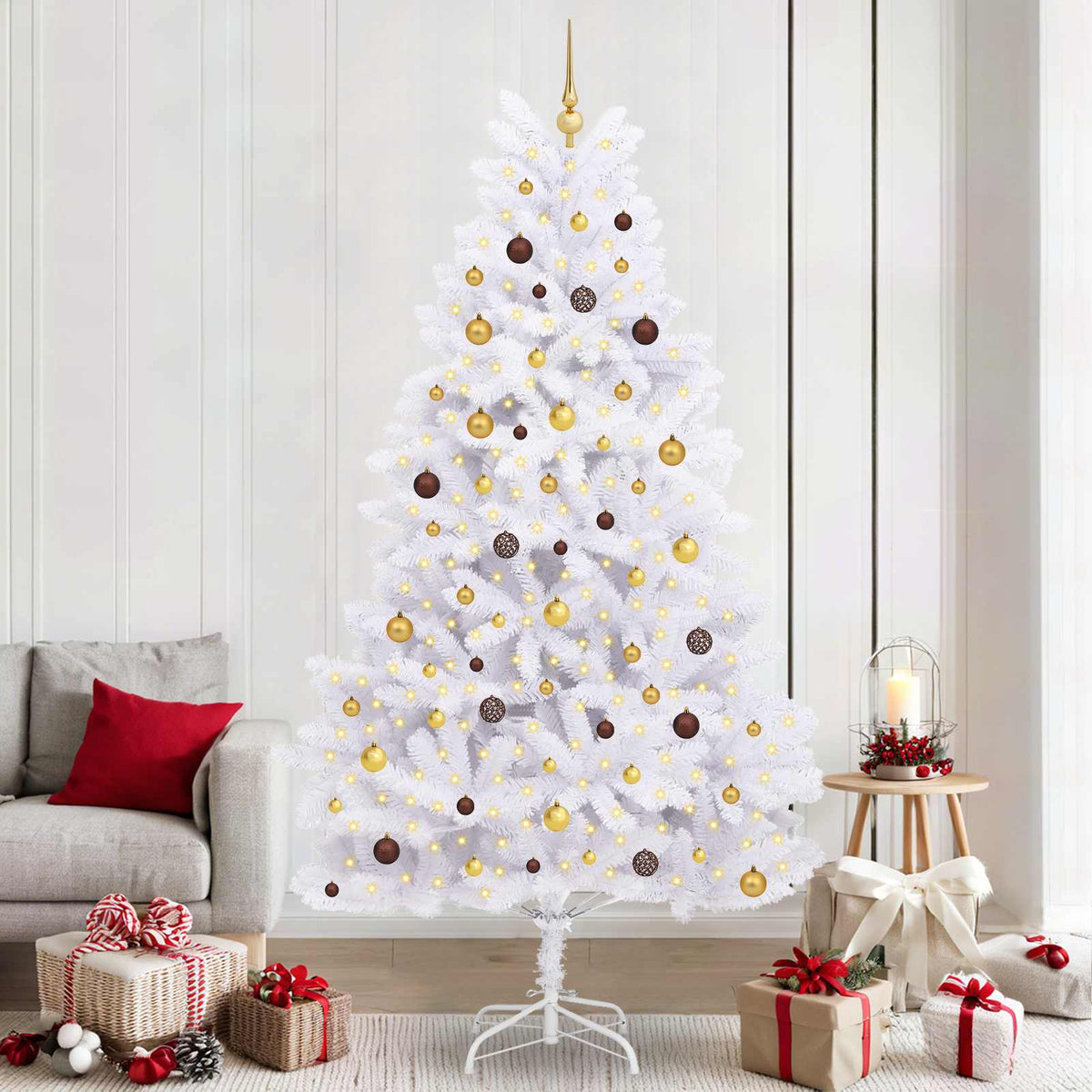 Vidaxl kunstkerstboom 240 cm pvc en staal wit