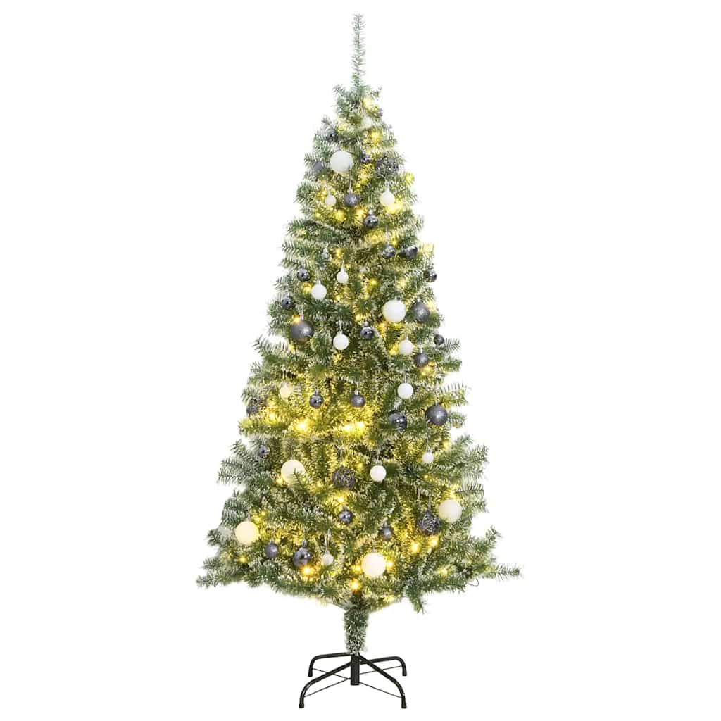 Vidaxl kunstkerstboom met 300 led's kerstballen en sneeuw 240 cm