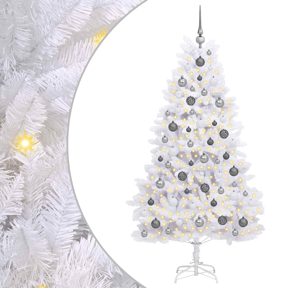 Vidaxl kunstkerstboom wit 90 x 90 x 180 cm pvc en metaal