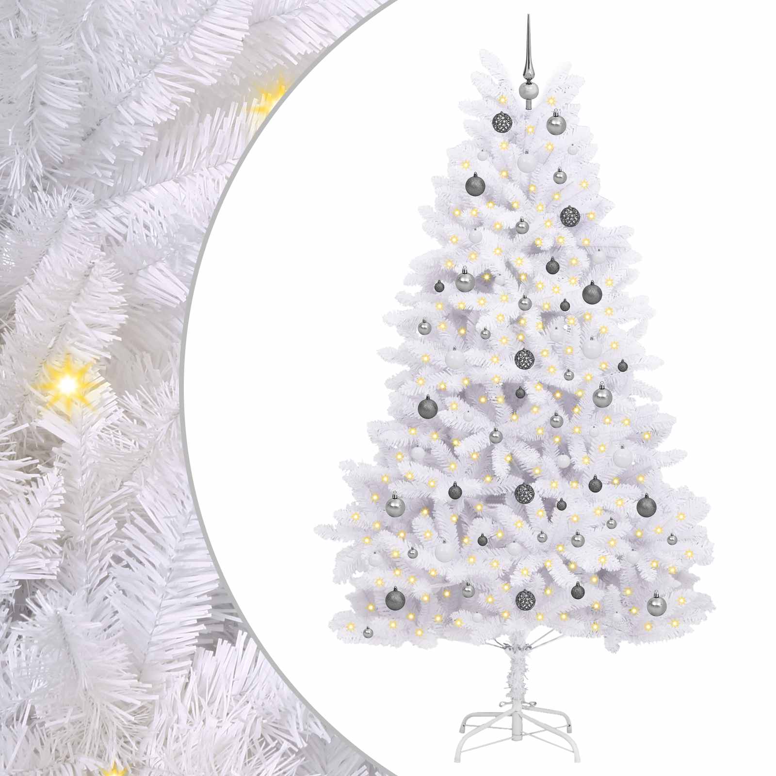 Vidaxl kunstkerstboom wit 120 x 120 x 240 cm pvc en metaal