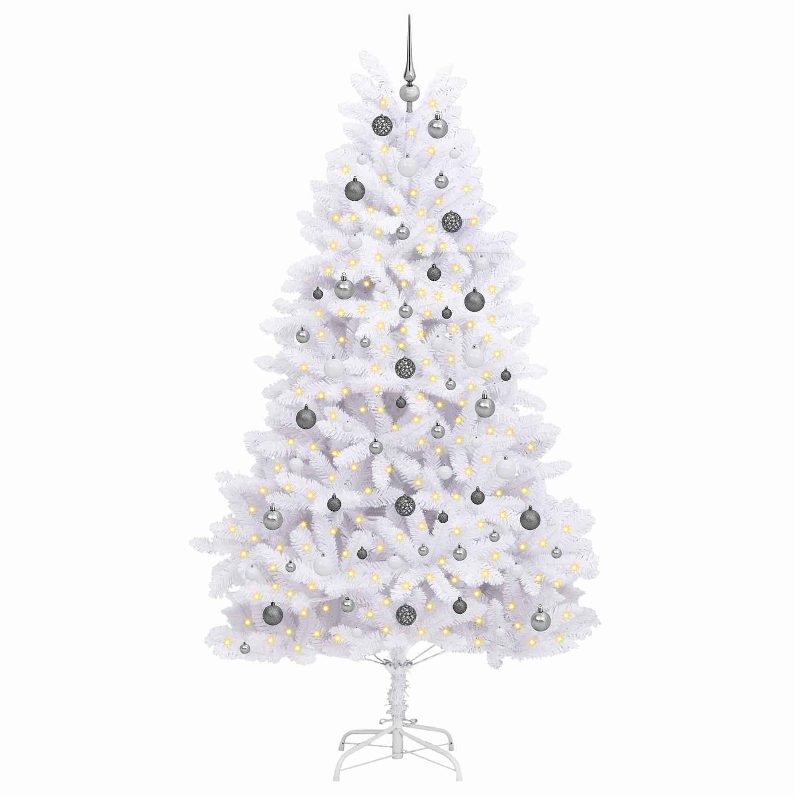 Vidaxl kunstkerstboom wit 120 x 120 x 240 cm pvc en metaal