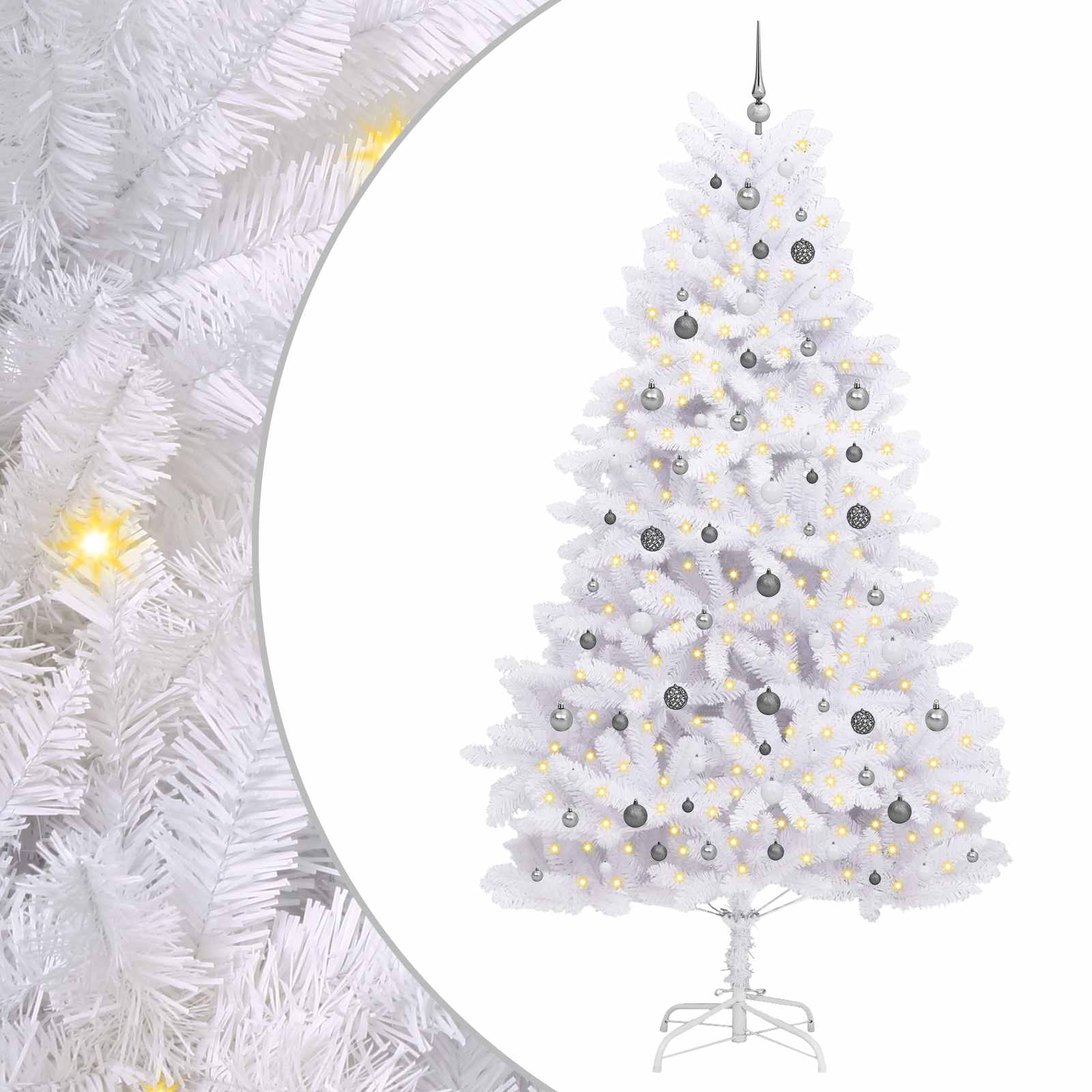 Vidaxl kunstkerstboom wit 128 x 128 x 270 cm pvc en metaal