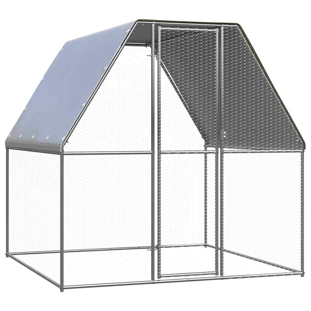 Vidaxl kippenkooi 2x2x2m gegalvaniseerd staal zilverkleurig en grijs