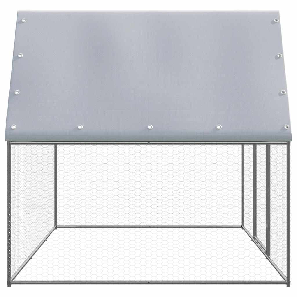 Vidaxl kippenkooi 3x2x2m gegalvaniseerd staal zilverkleurig en grijs