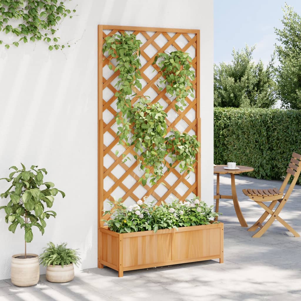 Vidaxl plantenbak met latwerk massief vuurhout bruin