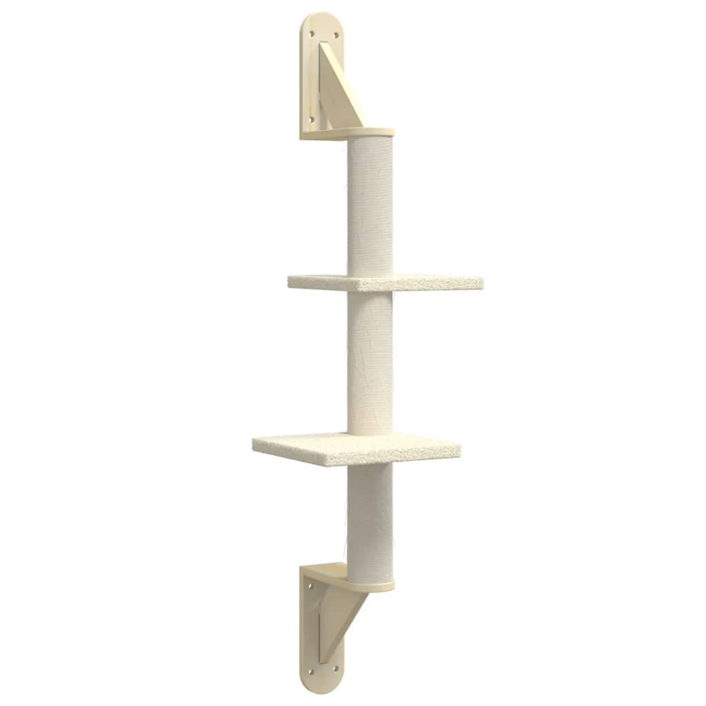 Vidaxl kattenmeubel wandgemonteerd met krabpaal 108 cm crèmekleurig