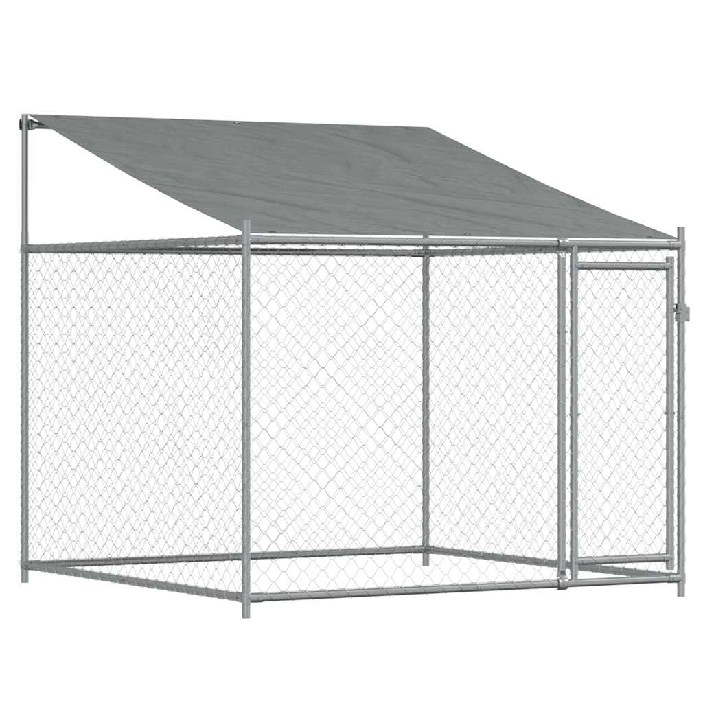 Vidaxl hondenhok met dak en deur 2x2x2m gegalvaniseerd staal grijs