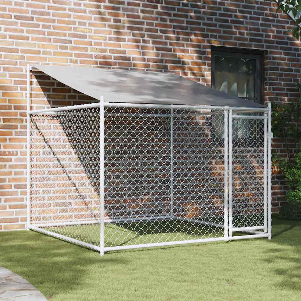 Vidaxl hondenhok met dak en deur 2x2x2m gegalvaniseerd staal grijs