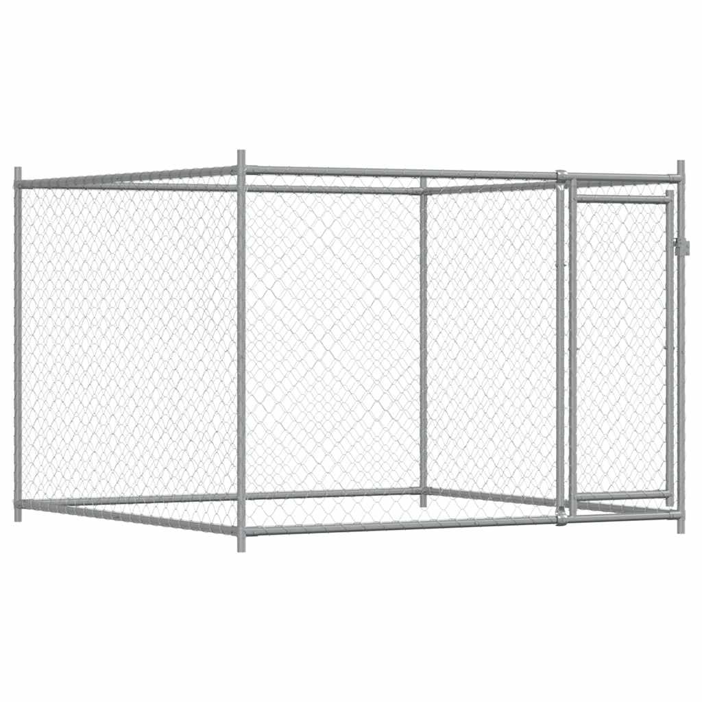 Vidaxl hondenhok met deur 2x2x1,5m gegalvaniseerd staal grijs