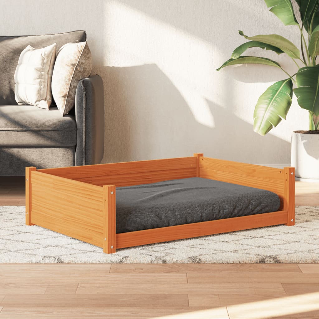 Vidaxl hondenmand 105,5x75,5x28 cm massief groenhout wasbruin