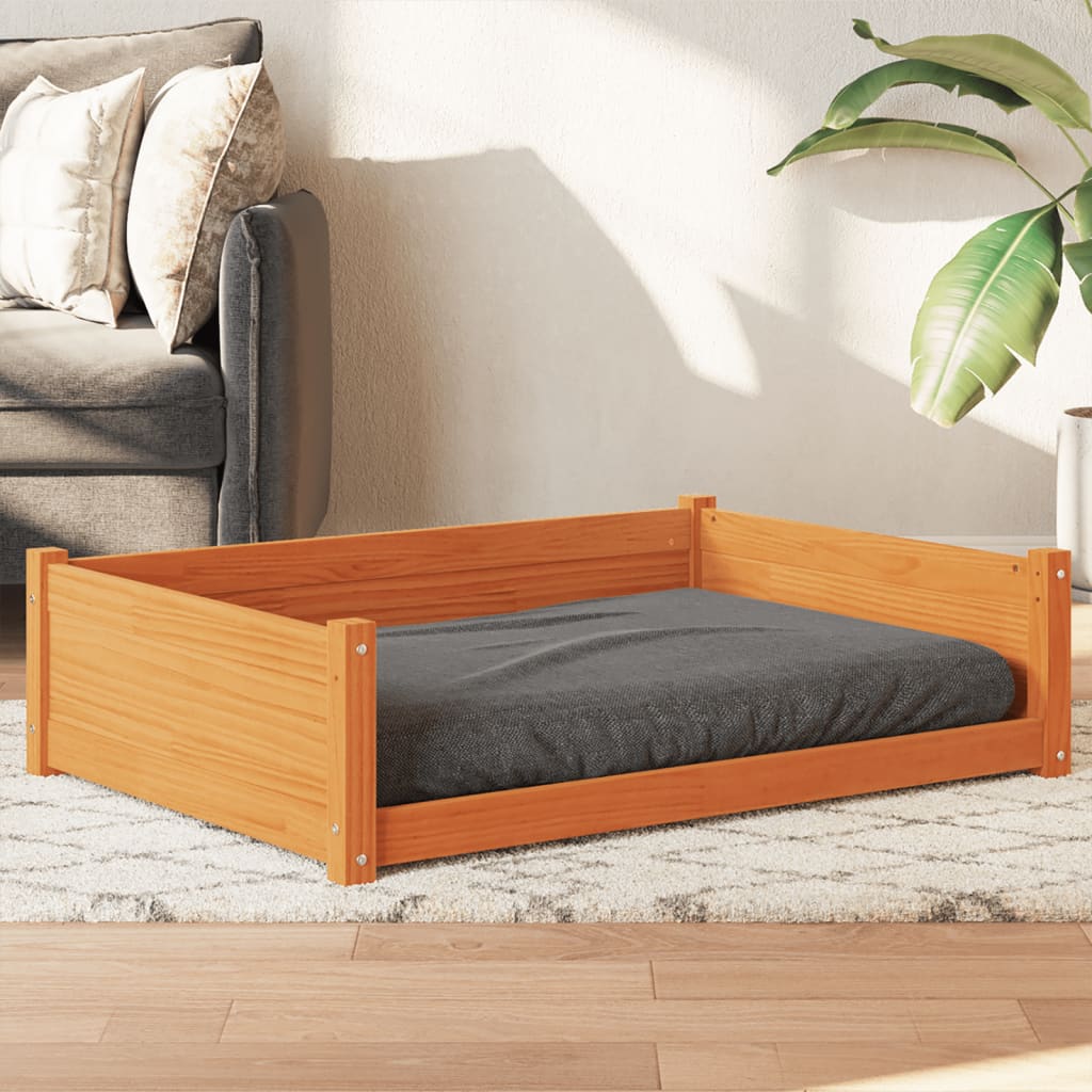 Vidaxl hondenmand 105,5x75,5x28 cm massief groenhout wasbruin