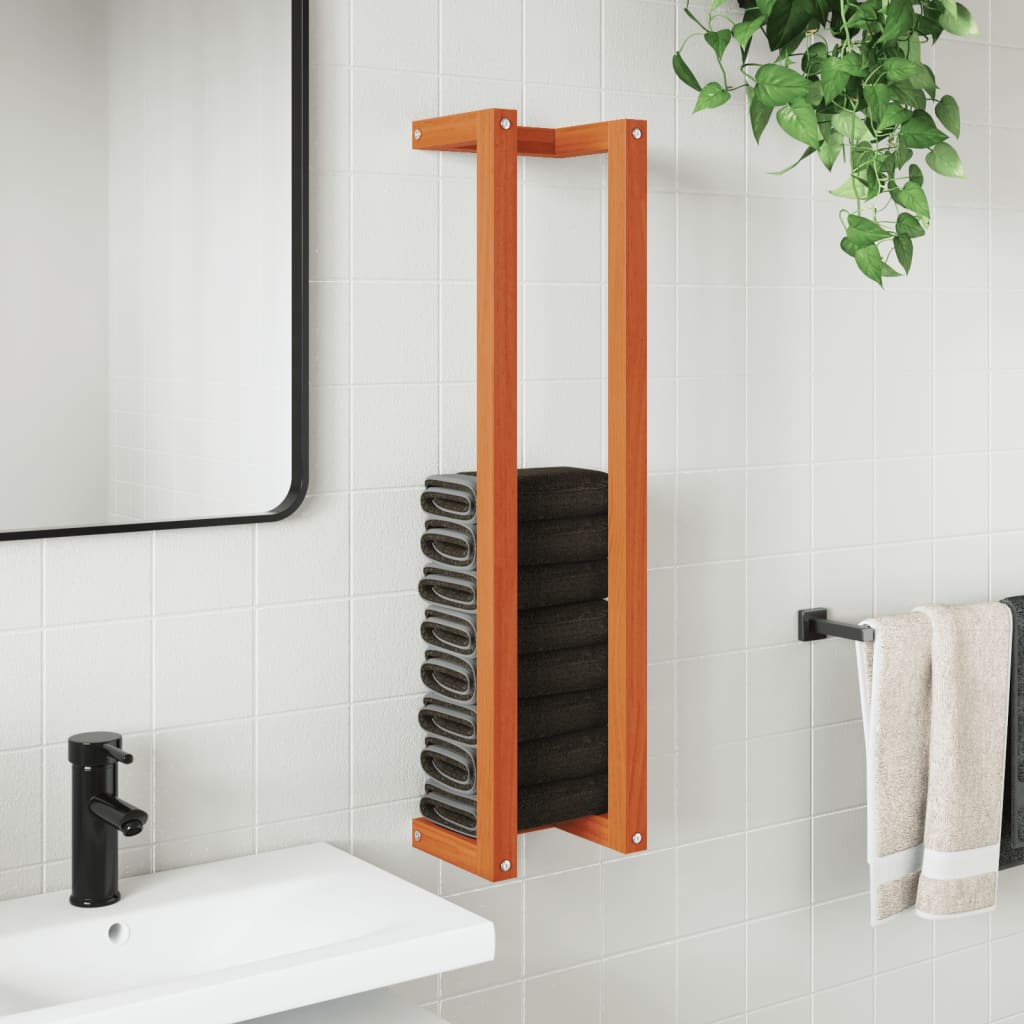 Vidaxl handdoekenrek 23x18x90 cm massief groenhout wasbruin