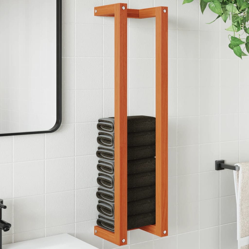 Vidaxl handdoekenrek 23x18x90 cm massief groenhout wasbruin