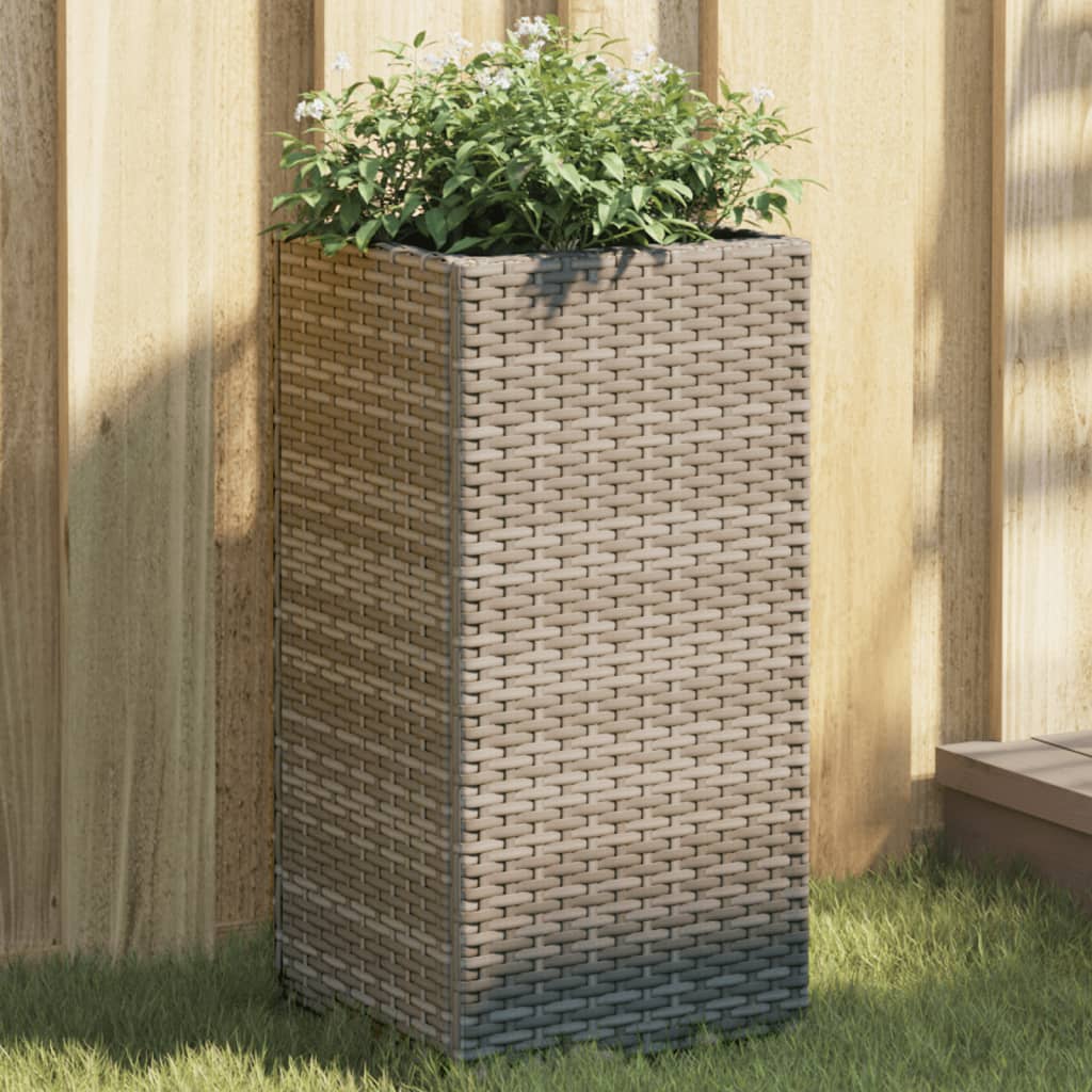 VidaXL Plantenbakken 2 st 30x30x60 cm poly rotan grijs