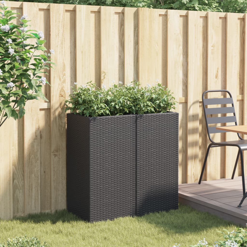 VidaXL Plantenbakken 2 st 40x40x80 cm poly rotan zwart